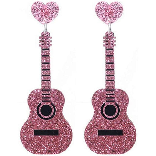 Glitter Guitar Earrings - Dallaswholesalers.net