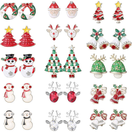 Christmas Earrings Wholesale Bulk Lot 15 Pairs - Dallaswholesalers.net