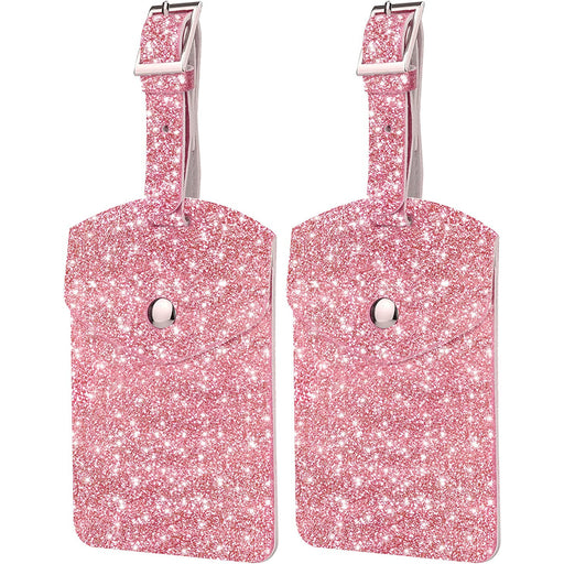 Pink Glitter Luggage Tags 2 Pieces - Dallaswholesalers.net